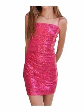 KATIE J NYC kid's sequin dress in neon pink
